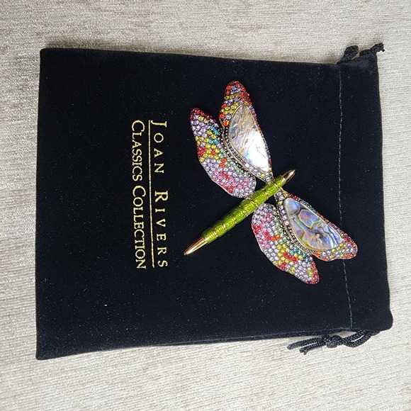 Joan Rivers Big Statement Dragonfly Multicolor Abalone Rhinestone Brooch Pin - Picture 7 of 7